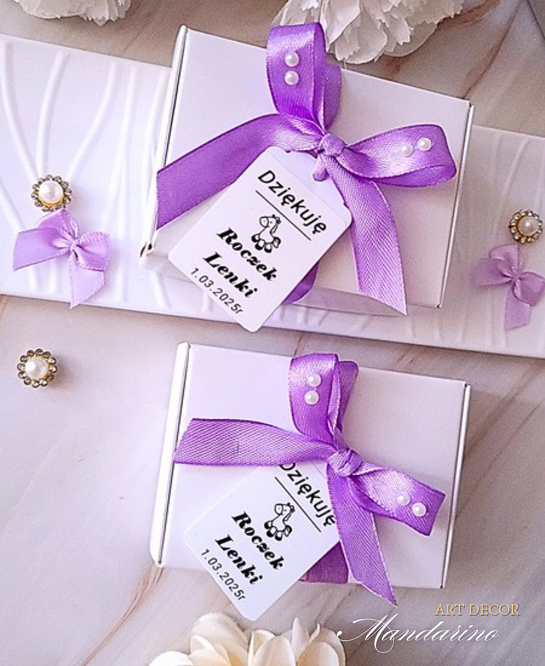 Świece "Motyl" (wersja wrzosowa) podziękowania na Roczek - obrazek 3