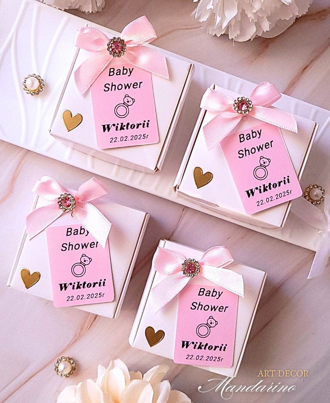 Świece "Goździki" (wersja róż) na podziękowania Baby Shower - obrazek 7