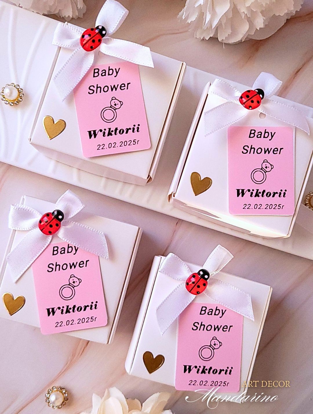 Świece "Goździki" (wersja róż) na podziękowania Baby Shower - obrazek 8