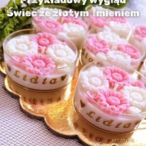 Świece "Stokrotki" (wersja różowa) podziękowania Roczek