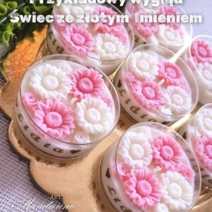 Świece "Stokrotki" (wersja różowa) podziękowania Chrzest