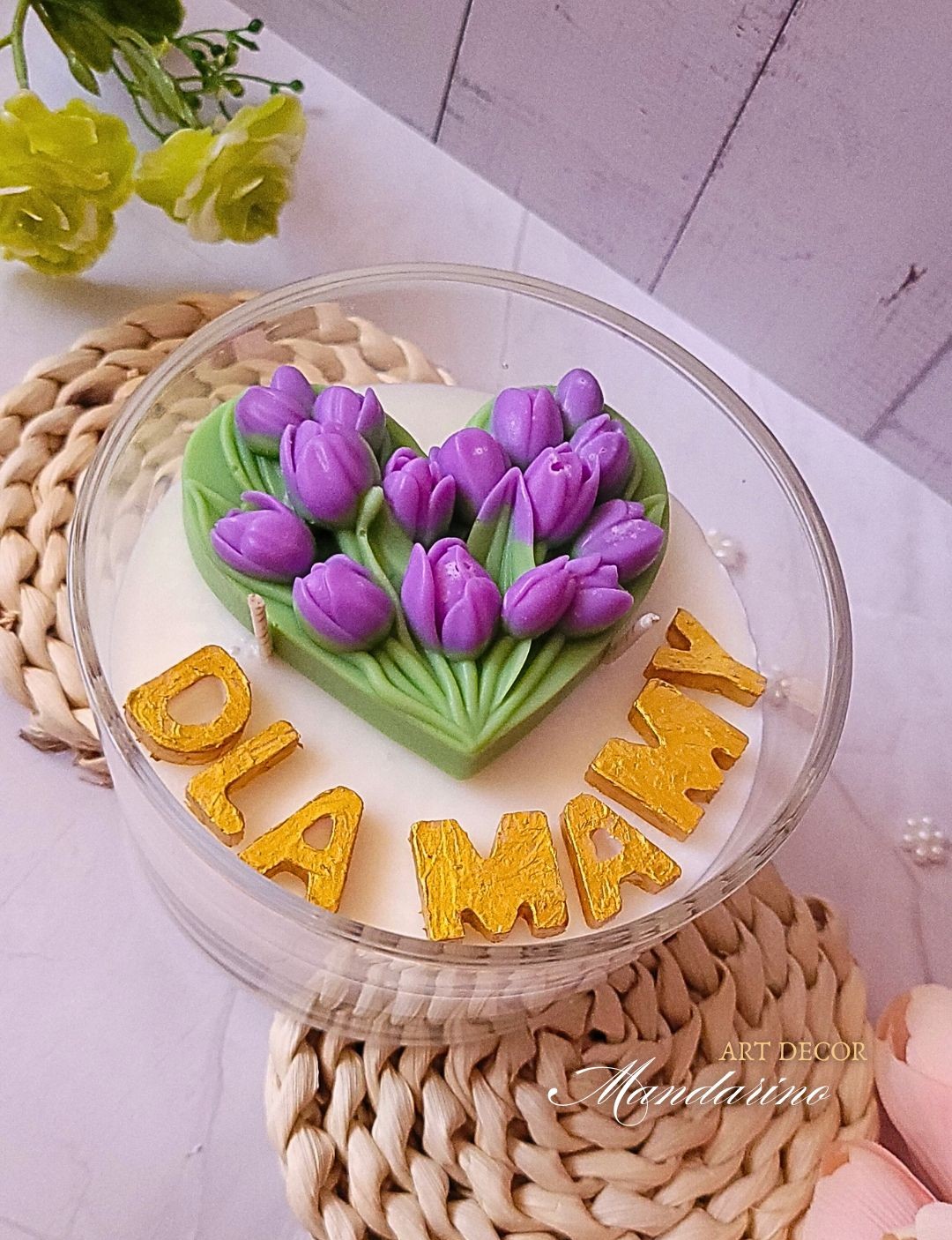 MAŁA ŚWIECA DLA MAMY TULIPANY - obrazek 2