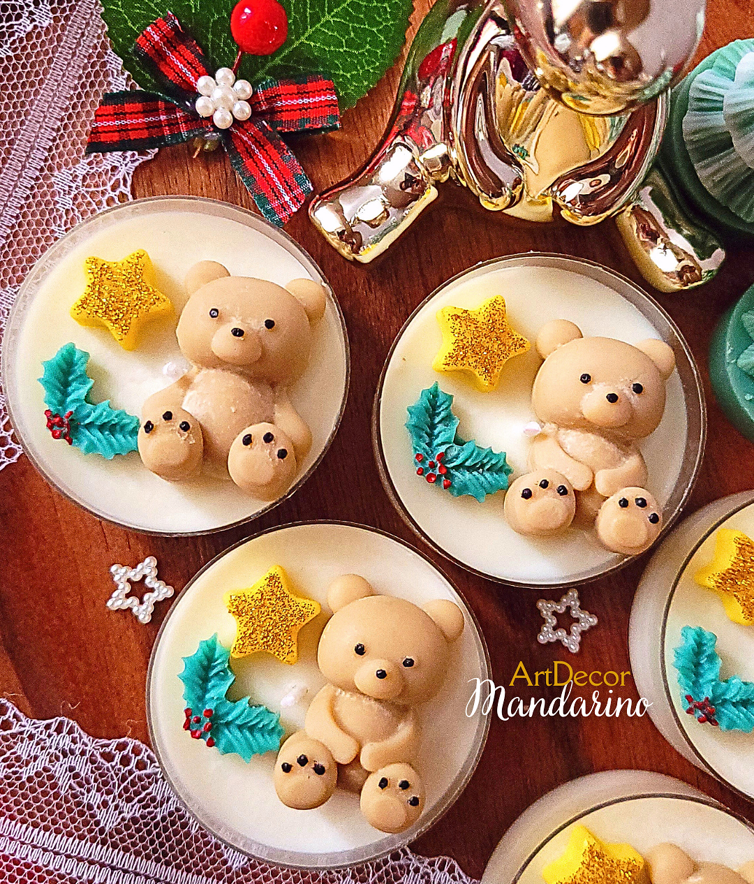 Świece "Świąteczny Miś" upominki firmowe dla klientów - obrazek 3