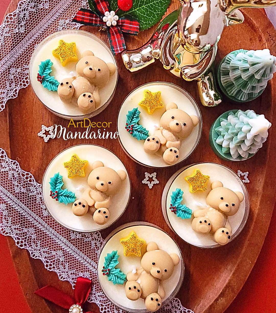 Świece "Świąteczny Miś" upominki firmowe dla klientów - obrazek 2