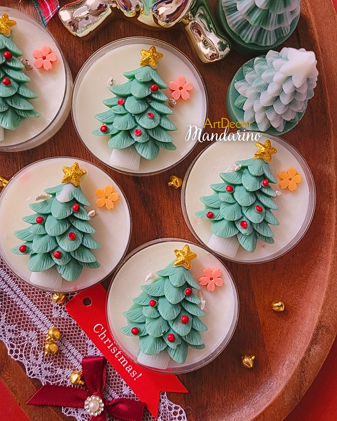 Świece "CHOINKA w podstawce" upominki świąteczne - obrazek 2