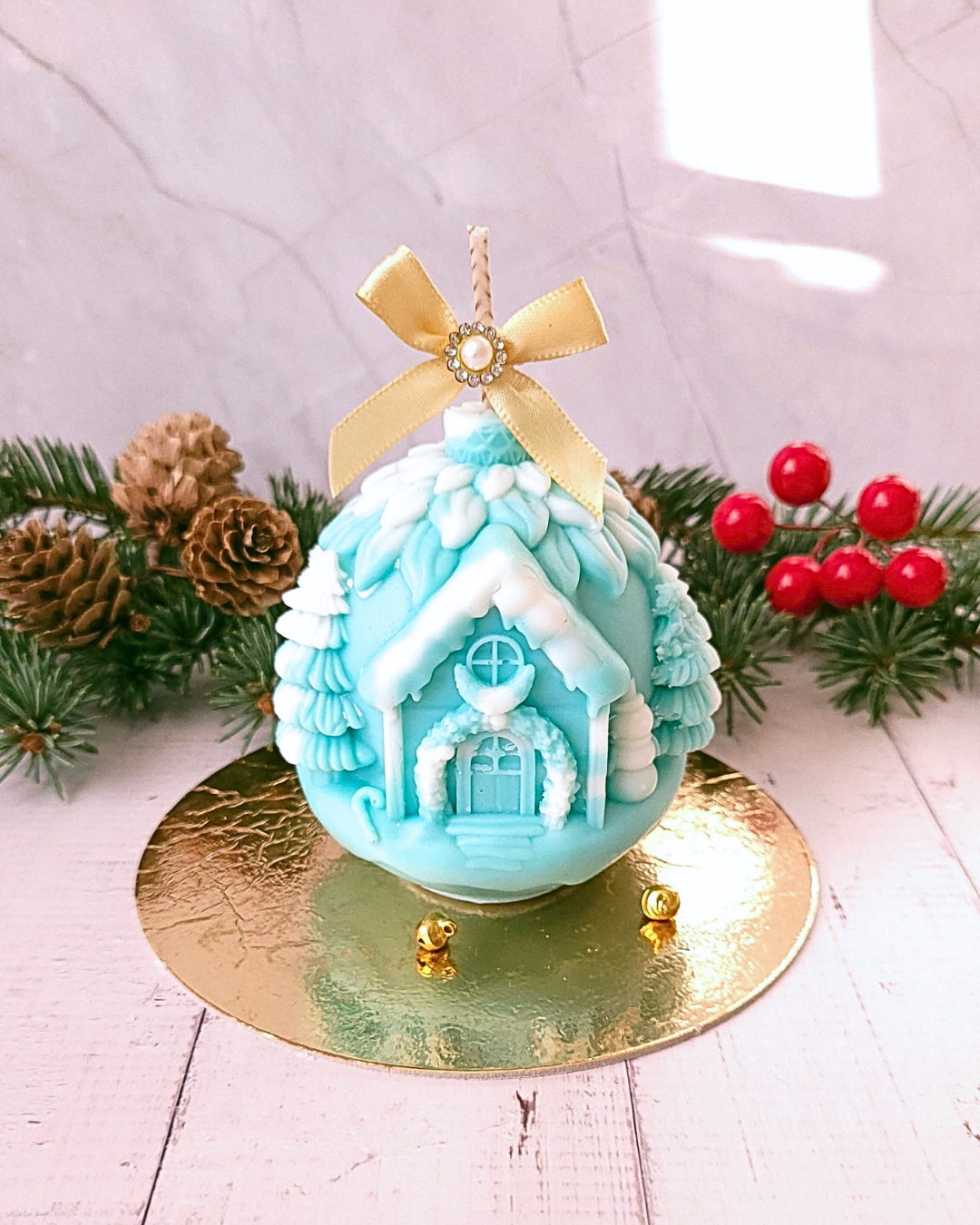 BOMBKA ZIMOWA XL zdobienia 3D z kokardą